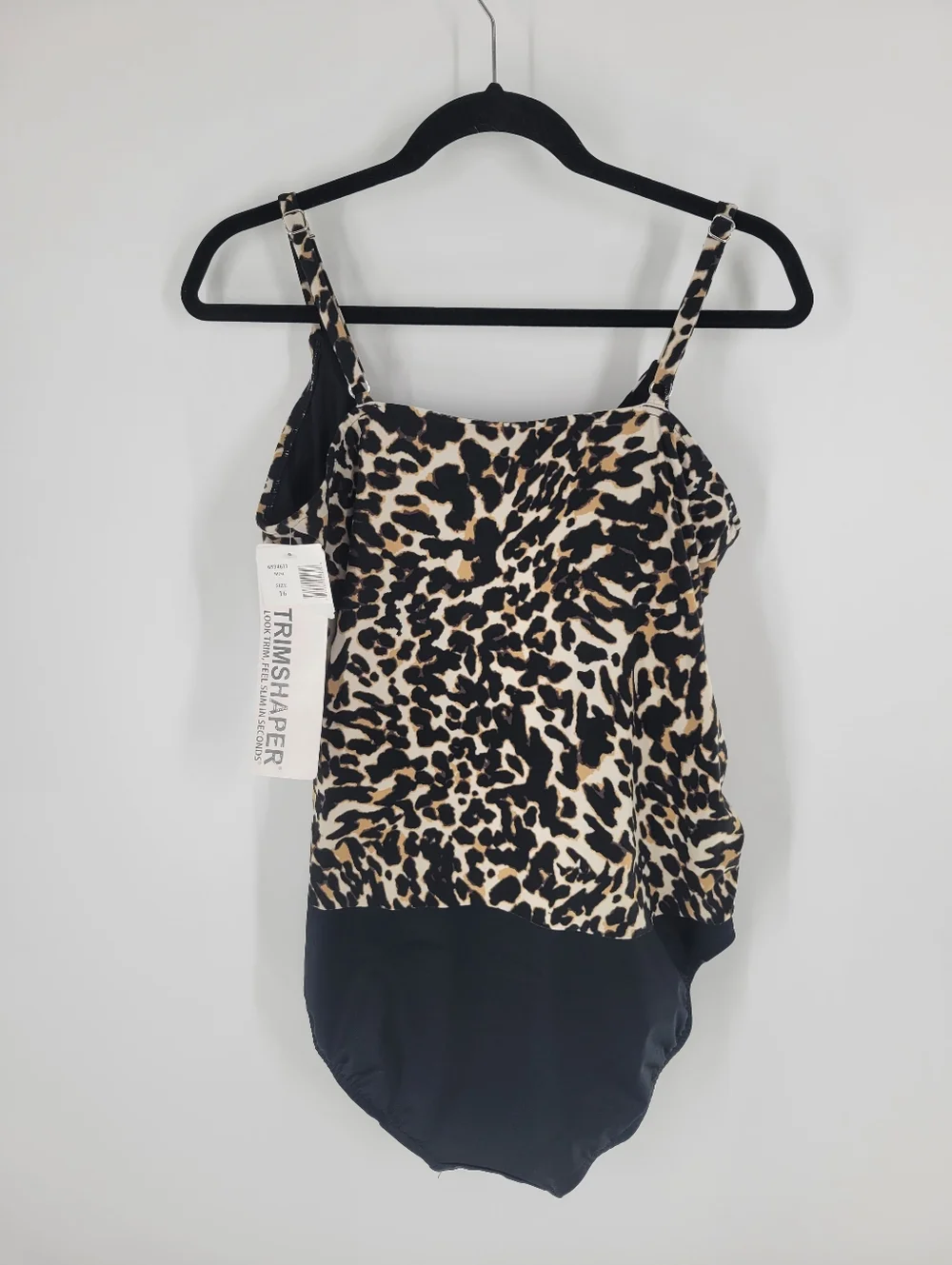 Leopard Print Black & Tan One piece swimsuit Size 16 New